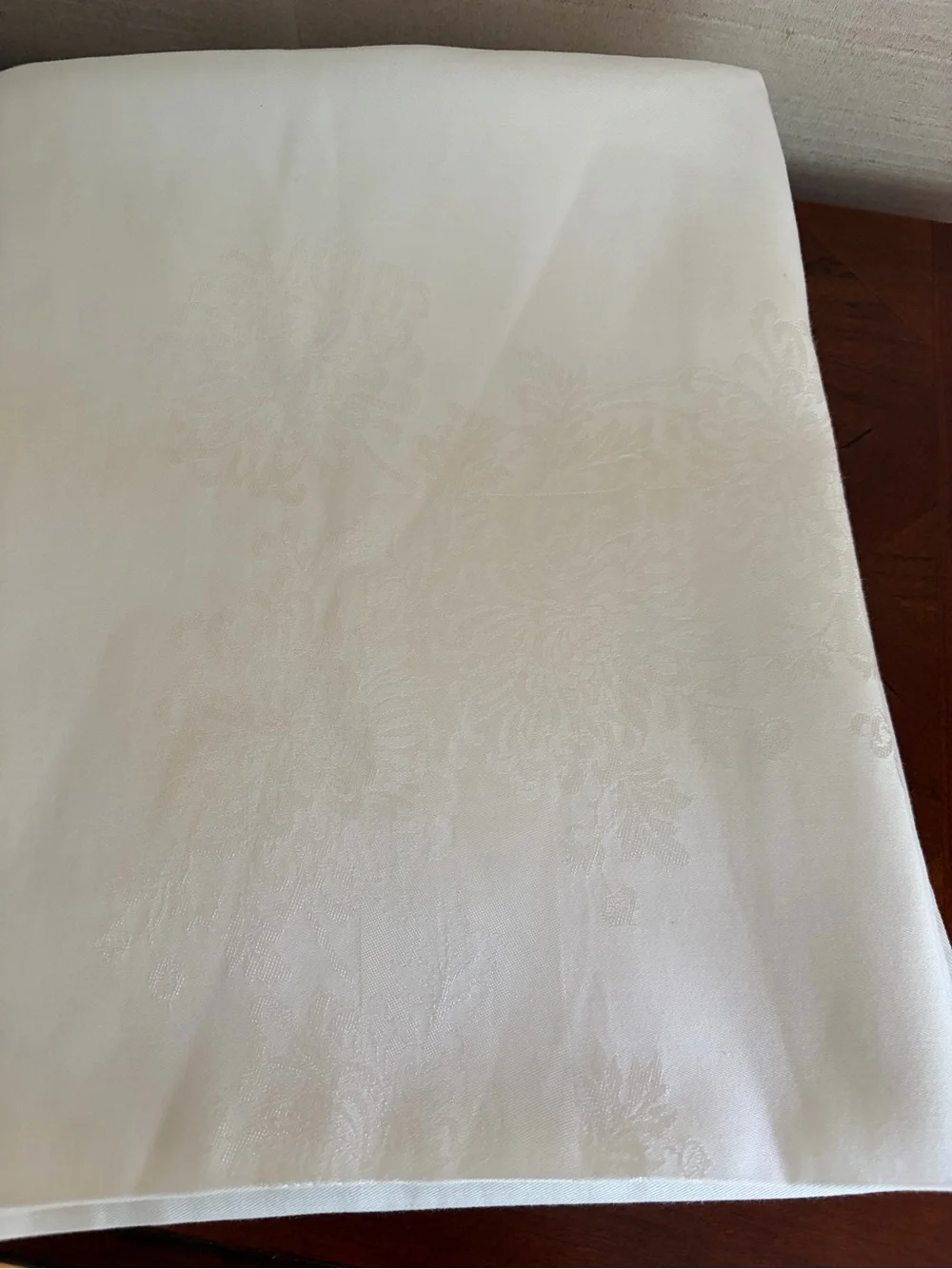 Elegant Rectangle White Damask Tablecloth, approx. 60
